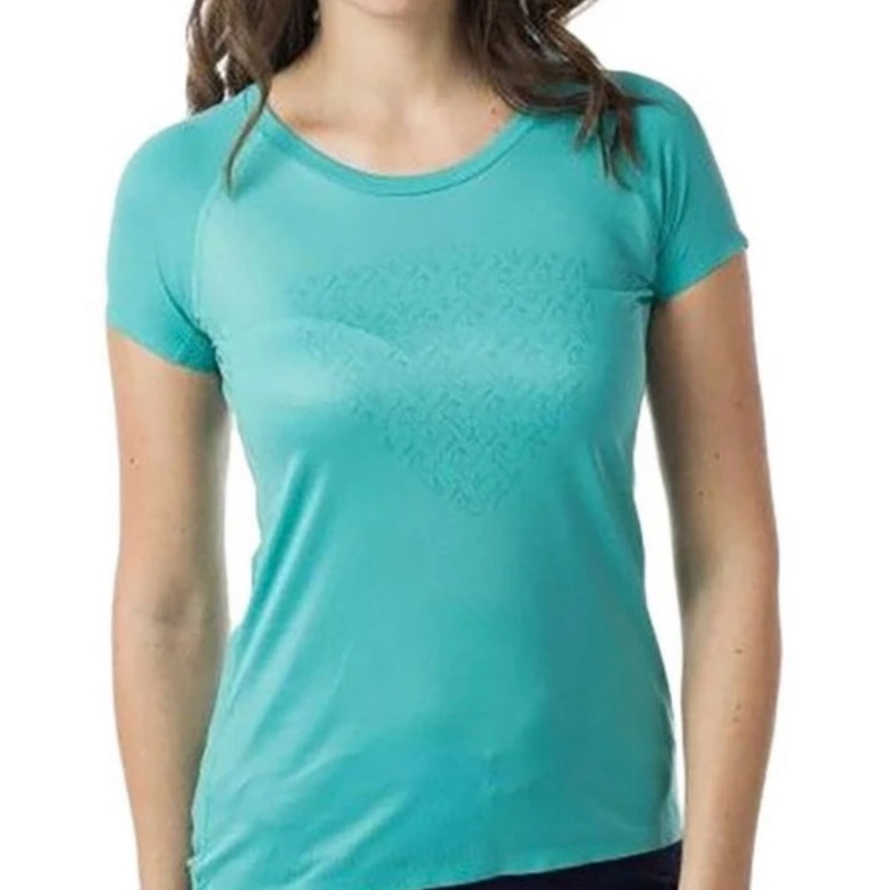 Rossignol Women’s Gym Shirt Activewear, Workout T-shirt Size L light teal color